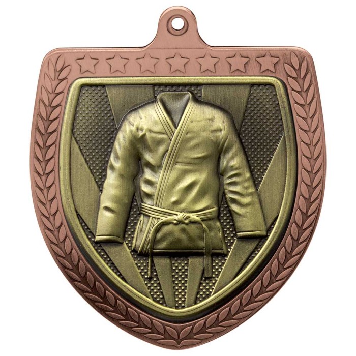 BRONZE 75MM MARTIAL ARTS SHIELD MEDAL
